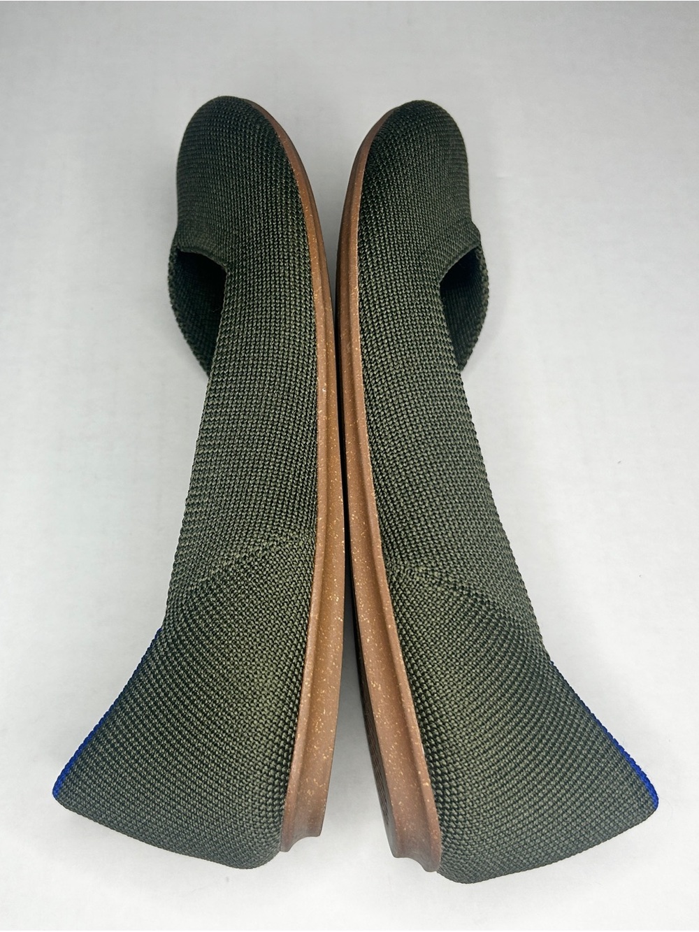 Rothy's Olive/Army Green the Daily Ballet Flat with Blue Trim - Picture 4 of 9